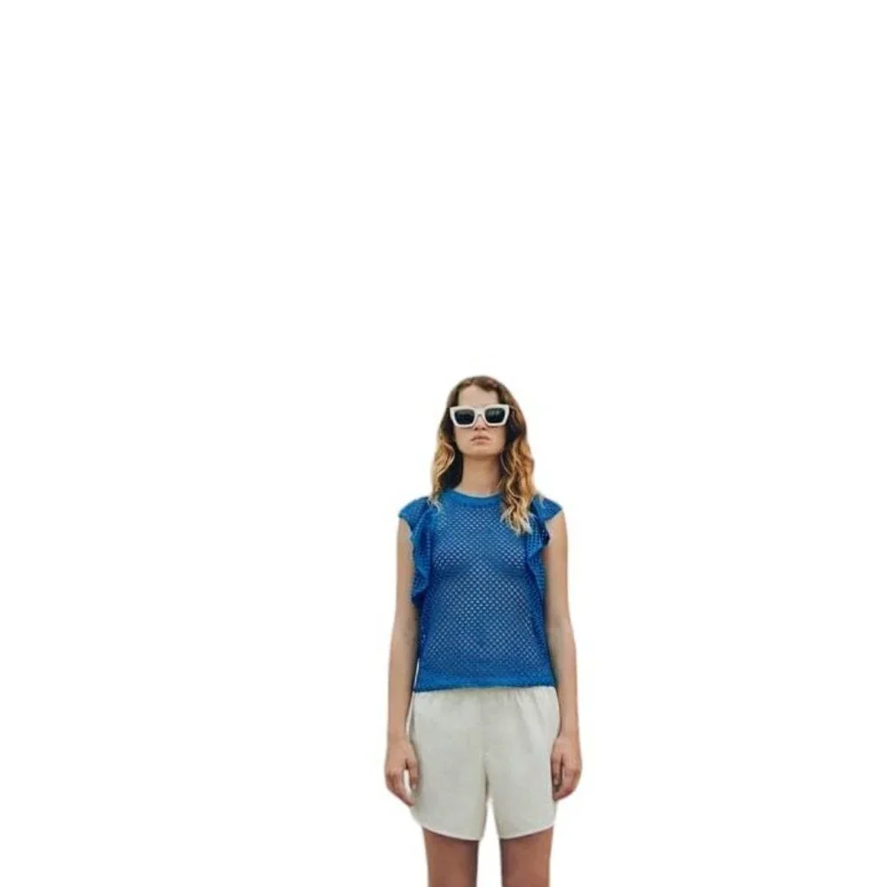 ZARA MESH TOP BLUE SIZE M | 4770/006/400